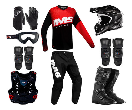 Kit Equipamento Completo Trilha Motocross Ims Light 19 Fluor