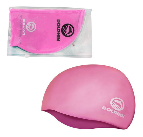 Gorro Natación Con Estuche Silicona Liso Colores Para Pileta Color Rosa Diseño De La Tela Silicona