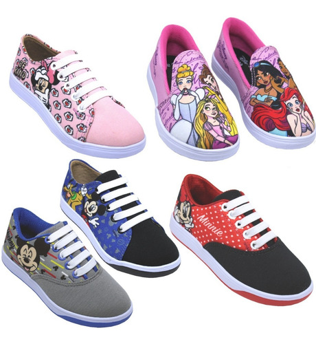 Tênis Infantil Disney Personagens Mickey Minnie Princesas