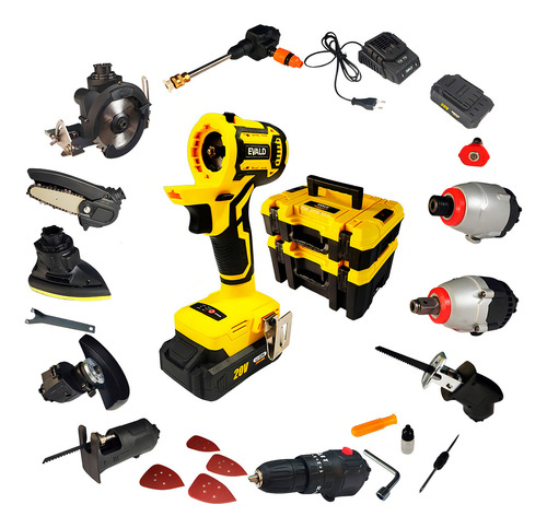 Kit Parafusadeira 20v Multifuncional 10 Em 1 Brushless Evald 127/220V