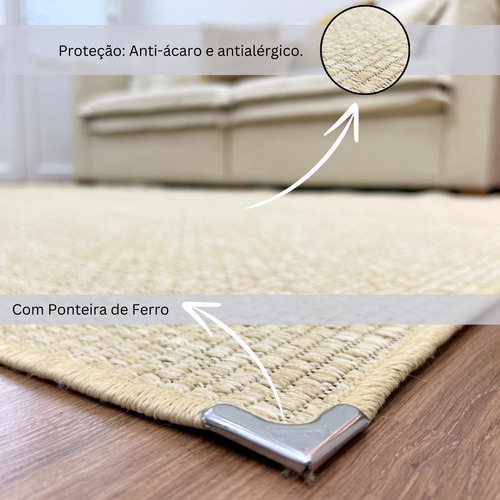 Tapete Sala Quarto Quadrado 2x2m Moderno Sisal 2,00x2,00