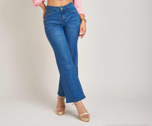 Jeans De Pierna Amplia De Talle Alto