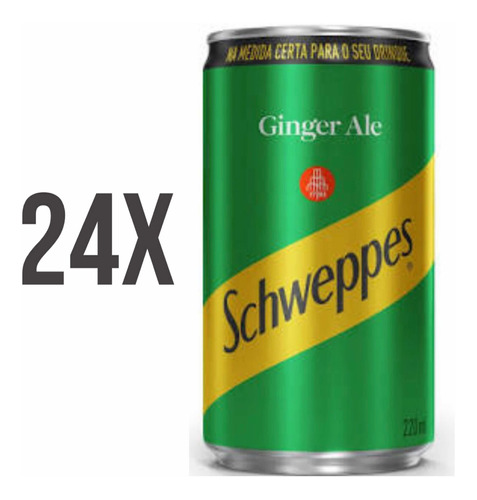 Kit 24  Schweppes Ginger Ale 220ml Lata Bebida Refrigerante