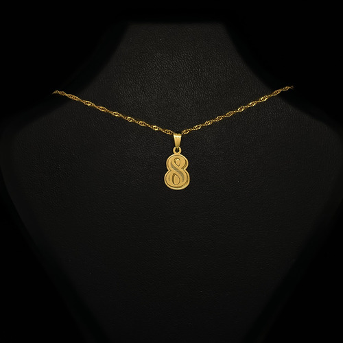Cadena Y Dije Números Oro 18k 8 - Ocho 40 Cm