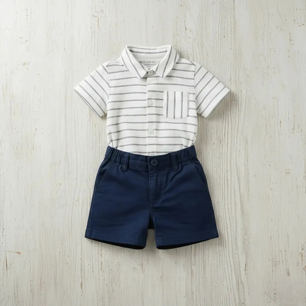 Conjunto Bebê Menino Festa Camisa Social Bermuda Marinho Tamanho M 6-9 Meses