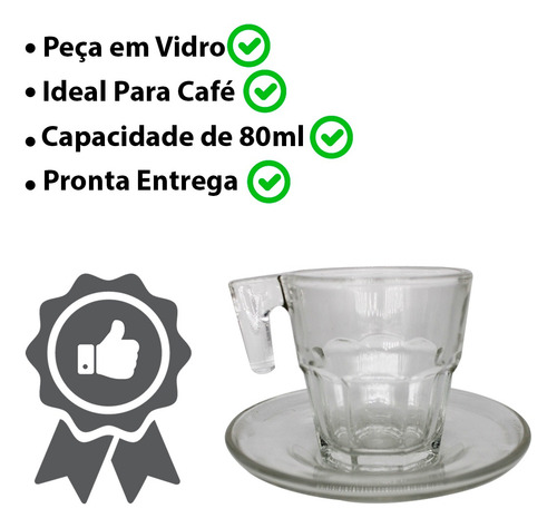 Imagem 6 de 8 de Kit 12 Peças Conjunto Xícaras Pires Café Chá 85ml Expresso