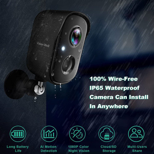 Cámara De Seguridad Inalámbrica 1080p For Exterior Con Dete