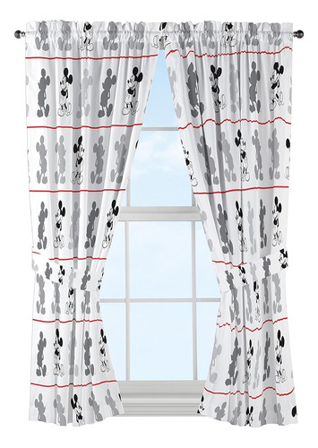 Disney Mickey Mouse Jersey White 4 Piece 63  Curtain/drapes 