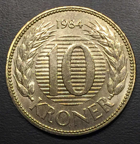 Din041 Moneda Dinamarca 10 Krone 1984 Au-unc Ayff