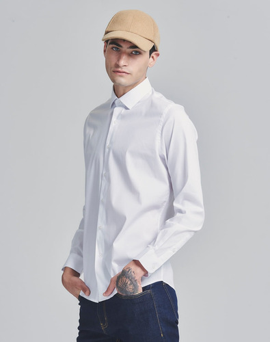 Camisa Denver, Slim Fit, Hombre, 100% Algodón, Blanco Equus