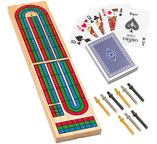 Regal Games Juego De Mesa Cribbage De Madera Con Clavijas De