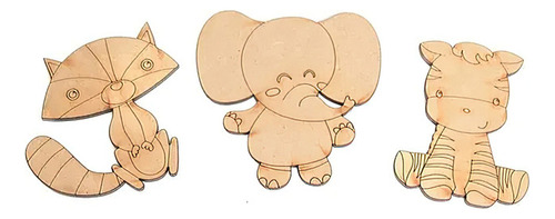 Formitas Formas Madera Cebra Elefante Mapache 30cm X5 Uni