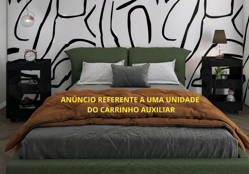 Balcão Carrinho Auxiliar Retrô 3 Níveis Espaço P/ Utensílios Cor Preto