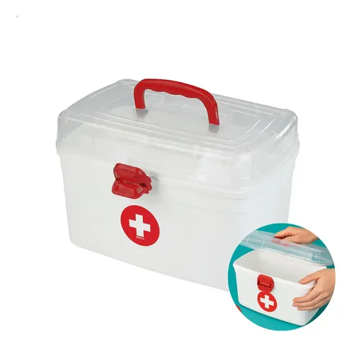Caixa Organizadora Medicamentos Grande 6,2L Com Bandeja Interna F...