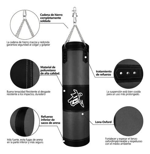 Banna Saco De Boxeo Profesional 120cm, Bolsa De Boxeo De 11 Piezas, Saco De Entrenamiento, Saco De Box Para Kickboxing, Entrenamiento De Gimnasio En Casa,negro