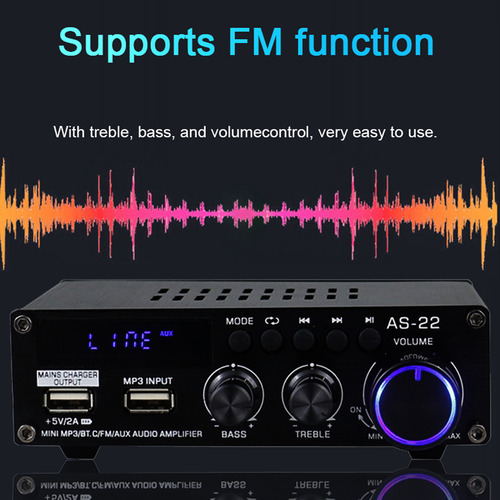 Amplificador De Som Home Compact As-22 Com Tamanho De Áudio