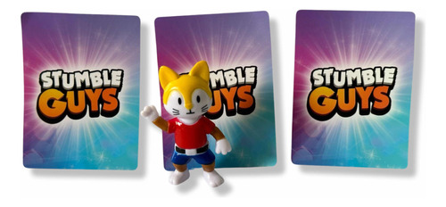 Figura 7cm Meow Stumble Guys + 3 Tarjetas Al Azar