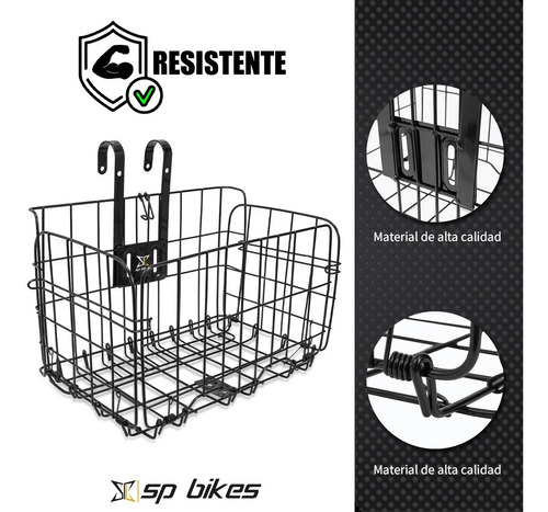 Imagen 4 de 10 de Canasta Canastilla Plegable Para Bicicleta Sp Bikes