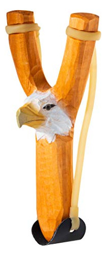 Búho Artesano Tallado Madera Cabeza De Águila Goma Slingshot