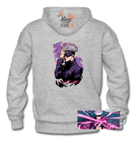 Poleron Con Cierre + Taza, Gojo Satoru, Jujutsu Kaisen, Anime, Manga, Xxxl / Thekingstore