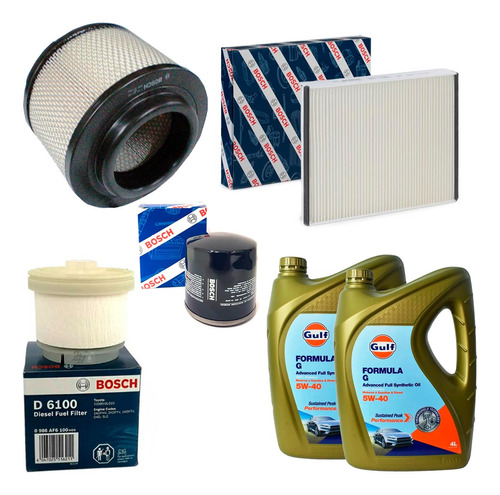 Kit 4 Filtros Bosch Y Ac Gulf 5w40 Toyota Hilux 2.5 3.0 Td