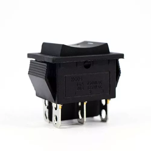 INTERRUPTOR BASCULANTE SPDT 6 PINES Y 3 POSICIONES ON-OFF CON KCD4 NEGRO  220V 16A