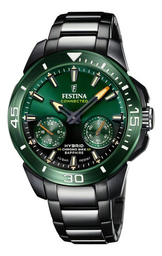 Reloj Festina Chrono Bike F20646.1 Original Agente Oficial Color De La Malla Negro Color Del Bisel Verde Color Del Fondo Verde