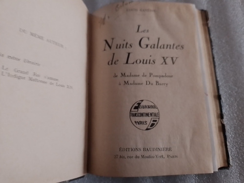 Les Nuits Galantes De Louis Xv, Por Louis Gastine