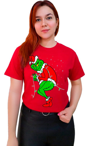 Polera Navideña Grinch Luces Nieve Cómica Robo Familiar C104