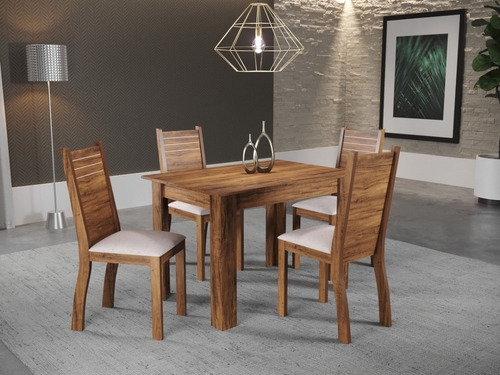 Juego Comedor Mesa 4 Sillas Tapizadas Mdf 4993 Hortencia