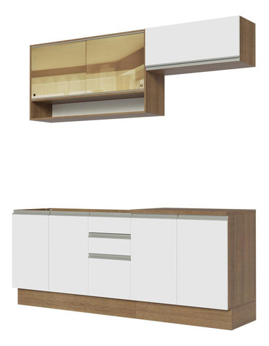 Cocina Integral Completa Madesa Glamy 200cm Con Tarja Mb Color Marrón/Blanco