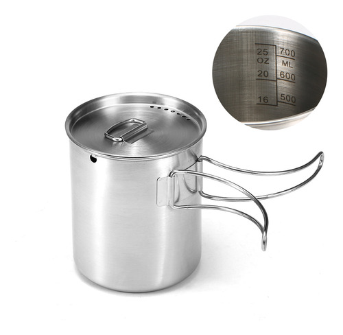 Taza De Agua Portátil De Acero Inoxidable Para Acampar Con