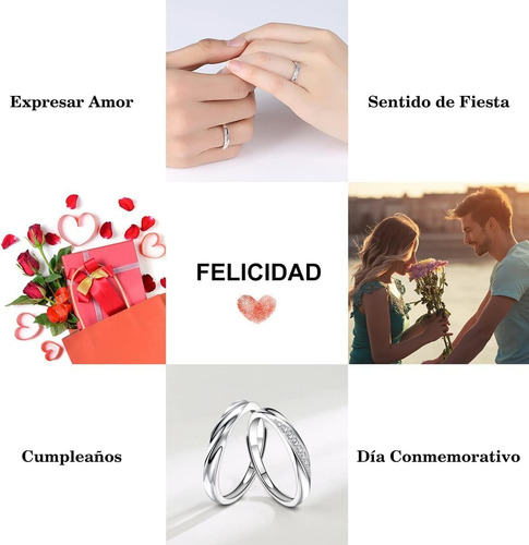 1 Par 925 Anillos Ajustables Para Parejas,para San Valentín