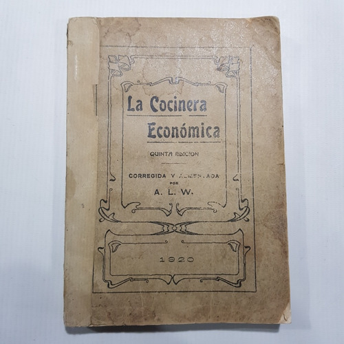 Antiguo Libro La Cocinera Económica A L W 1920 Mag 59748