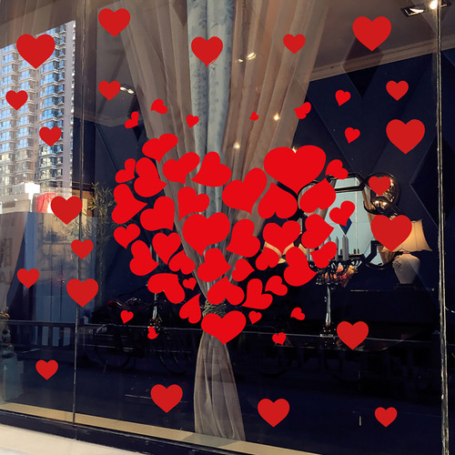 Adhesivo De Pared Con Forma De Corazón Rojo Para El Día De S