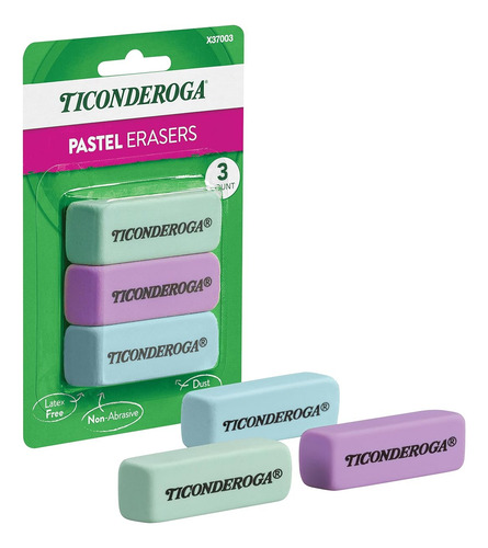 Gomas De Borrar Cuña Colores Pastel 3 Unidades Ticonderoga