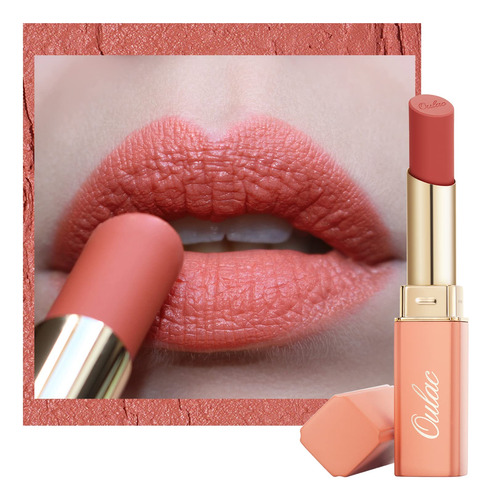 Oulac Lapiz Labial Mate Cremoso De Durazno, Labiales Suaves 