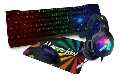 Combo Gamer 4 En 1 Teclado Mouse Auricular Pad Led Rgb Color Del Teclado Negro