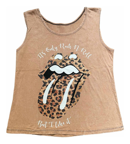 Musculosa Rolling Stones Lengua Print Nevada Camel