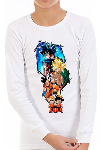 Polera Manga Larga Niño Dragon Ball Z Personajes 100%algodón