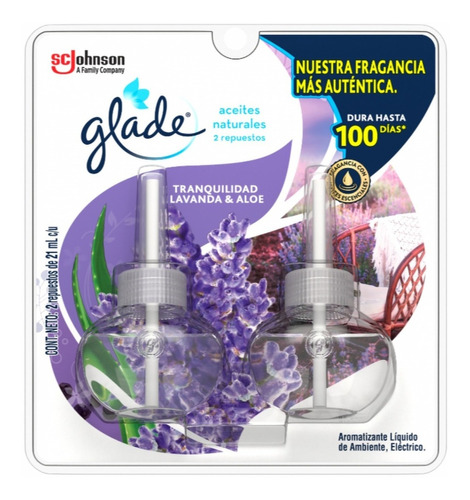  Glade Repuestos x 2 Aceites Naturales Lavanda Y Aloe 42ml