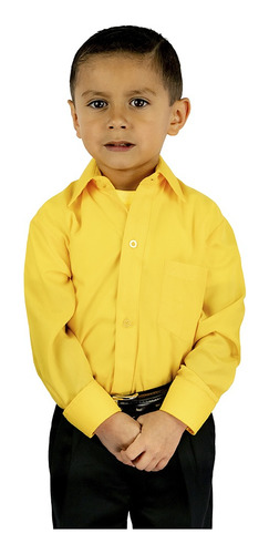 Camisa De Vestir Infantil Juvenil Amarillo Mango 2 A 16