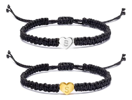 Inenimartj Pulseras A Juego Con Inicial De Corazón Para Pare