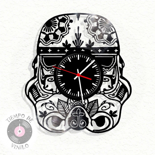 Reloj De Pared Elaborado En Disco Lp Ref. Storm Trooper Star