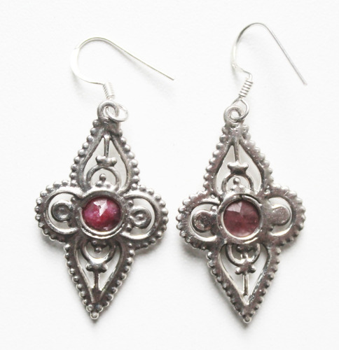 Brincos Em Prata 925 Com Rubis