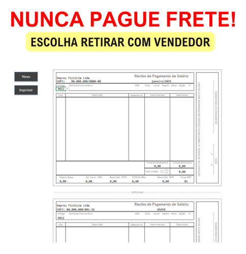 Modelo Holerite Contra-cheque Editável No Excel - Pró-labore