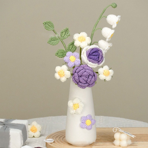 Vaso De Cerâmica Com Flores Roxas, Trançado, Presente