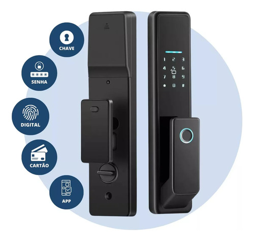 Fechadura Touch Smart Wifi Biométrica App Tuya Português Voz