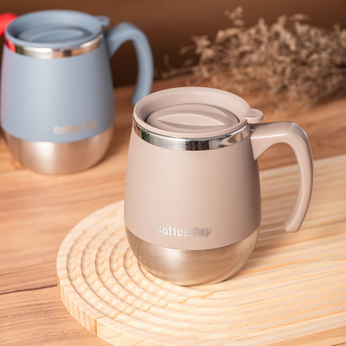1pc Taza De Café Aislada De Acero Inoxidable Con Tapa -