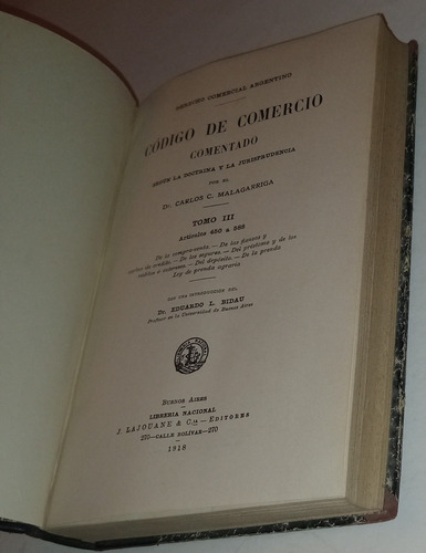 Codigo De Comercio Comentado Iii (art 450-588) / Malagarriga (Usado)